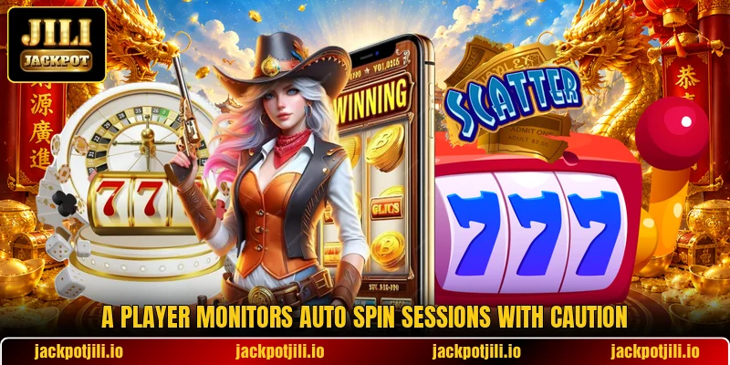 A player monitors auto spin sessions with caution