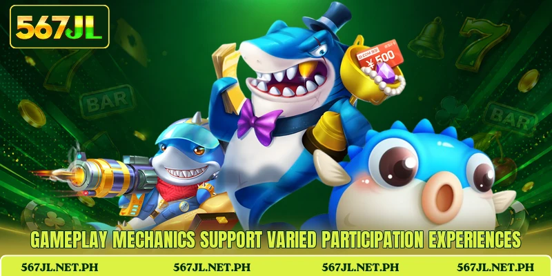 Gameplay mechanics support varied participation experiences