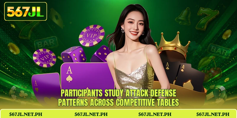 Participants study attack defense patterns across competitive tables