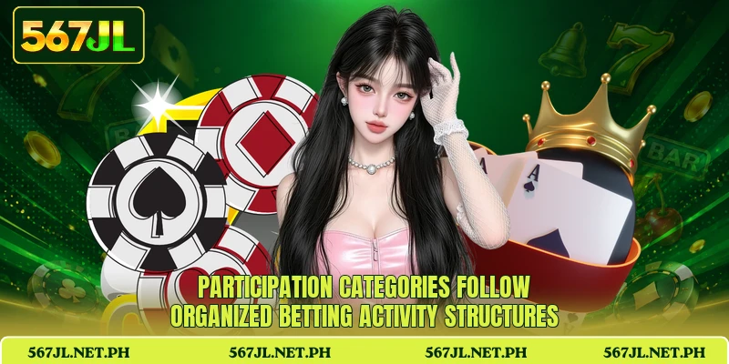 Participation categories follow organized betting activity structures Participation categories follow organized betting activity structures