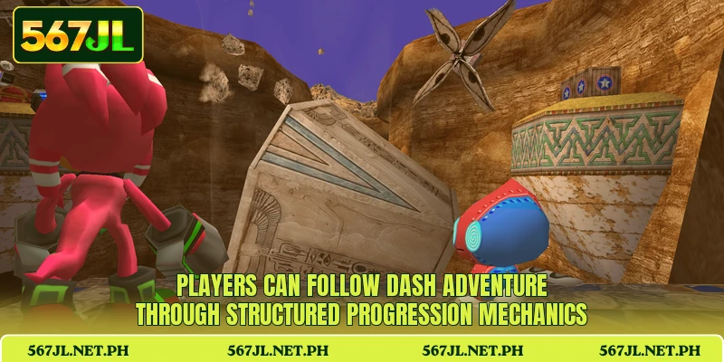 Players can follow Dash Adventure through structured progression mechanics