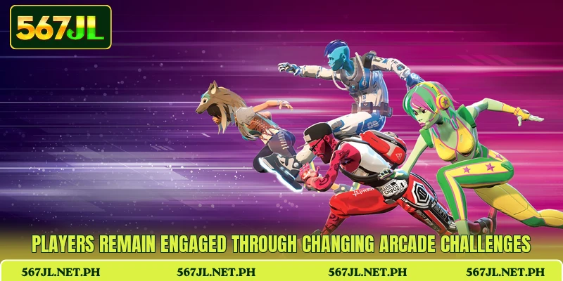 Players remain engaged through changing arcade challenges